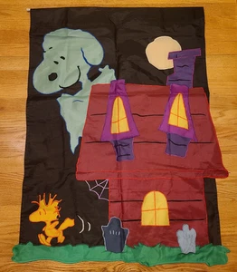 Vintage Halloween Deko Flagge Snoopy Spuk Hundehütte Erdnüsse doppelseitig - Bild 1 von 16