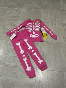 Komar Kinder rosa Skelett leuchtet im Dunkeln 2-teiliges Jammy Set Mädchen 24 Monate NEU - Bild 1 von 7