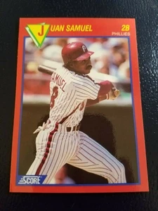 Juan Samuel Phillies 1989 Score Superstar RED PLASTIC GLOSSY TEST VERSION? - Picture 1 of 2