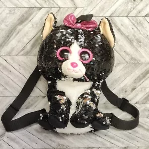 Neu ohne Etikett! TY Beanie "Kiki" Pailletten schwarze Katze Plüsch 11 Zoll Rucksack - Bild 1 von 3