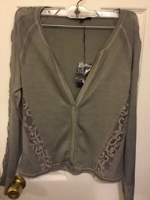 Nanette Lepore Woman’s Grey  Wool Knit Button Cardigan Top Size L New - Image 1 of 4