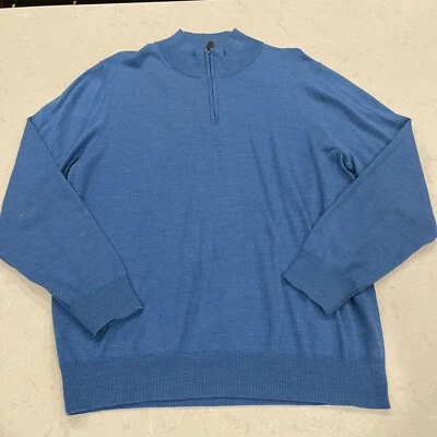 Jos. A. Bank Traveler's Collection Blue 100% Merino Wool 1/2 Zip Sweater Size XL - Image 1 of 3