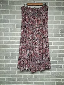 Knox Rose Skirt Women Paisley Elastic Waist Tiered Boho Gypsy Maxi Size XXL - Picture 1 of 10