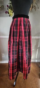 Vintage 1970s Red And Black Plaid Maxi Skirt - Picture 1 of 8