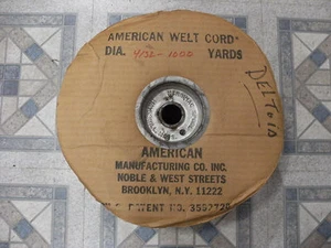 Vintage 4/32" Diameter American Welt Cord Roll - originally 1000 yard roll -used - Picture 1 of 3