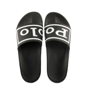 Neu mit Etikett Polo Ralph Lauren CAYSON SPELL OUT SLIDES sportliche Sandale SCHWARZ Herren 10-12 - Bild 1 von 6