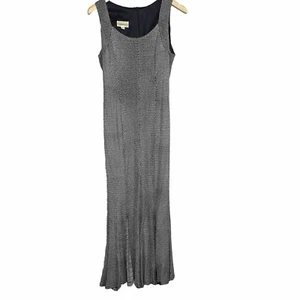 Damianou Vintage Silver Metallic Sleeveless Mermaid Maxi Dress Size M - Picture 1 of 8