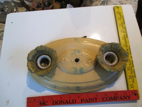 VINTAGE ANTIQUE ORIGINAL DOUBLE SOCKET CEILING WALL LIGHT FIXTURE Cover