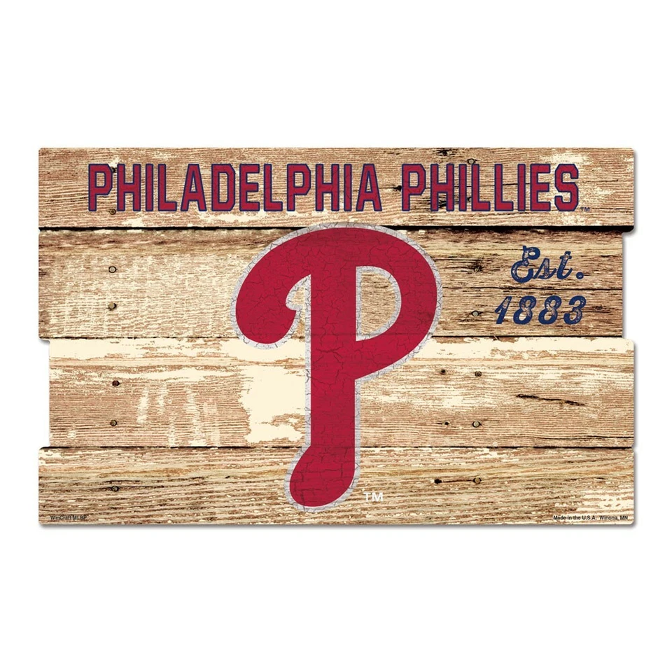 PHILADELPHIA PHILLIES EST 1883 WOOD FENCE SIGN 19"X30'' BRAND NEW WINCRAFT - Image 1 of 1
