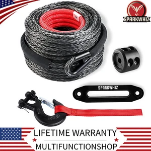 Synthetic Winch Rope Cable 26500LBS 3/8"x100FT Winch Line Cable for Truck SUV - Picture 1 of 12
