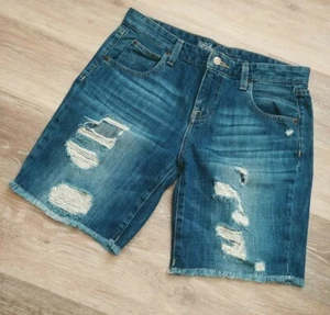 MOSSIMO Bermuda Jean Shorts ~ 'BOYFRIEND' Distressed Denim / Holes 2 /26 - Picture 1 of 5