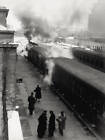 View steam trains railway station Porta Genova after snow fall Mil- Old Photo