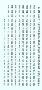 NB-105 - WWII German Turret Numbers in Black - 1/285 Decals - Picture 1 of 1