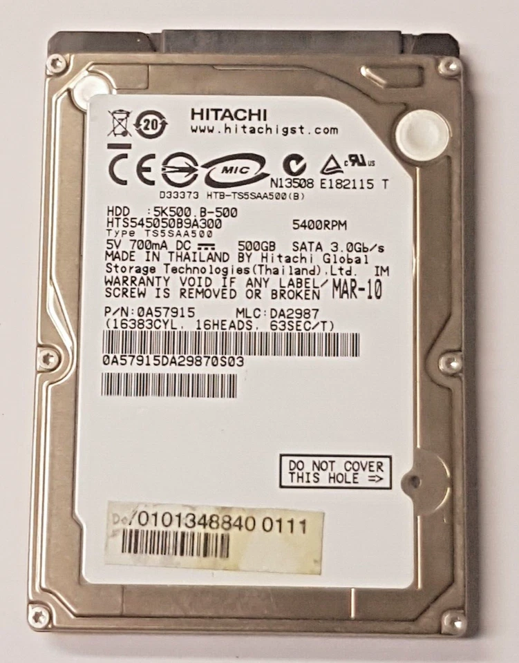500 GB SATA Hitachi HTS545050B9A300 5400rpm 8MB HDD 2.5 " Internal Hard Drive - Image 1 of 1