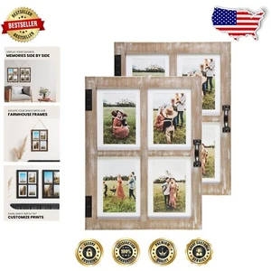 Rustic 5x7 Picture Frame Collage Holds 4 Photos - 2-Pack Home Decor - Picture 1 of 11