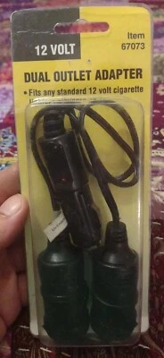 Universal 12V Dual Outlet Adapter Cigarette Lighter Twin Socket Splitter # 67073 - Image 1 of 2