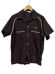 Vintage 70's Hilton Brown Bowling League Montana Button Up Shirt Size Medium - Picture 1 of 3