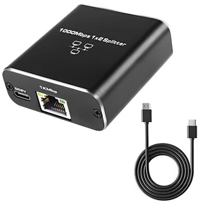 New Network Splitter For 2 PC Laptop Network RJ45 Splitter 1 in 2 out 1000Mbps - Afbeelding 1 van 21