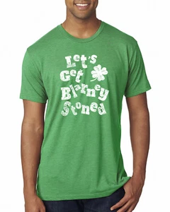 Irish Humor Lets Get Blarney Stoned Clover Men Tri Blend Tshirt - Picture 1 of 3