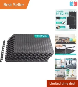 24SQFT Waterproof Exercise Flooring - Lightweight Interlocking Foam Tiles - Picture 1 of 9