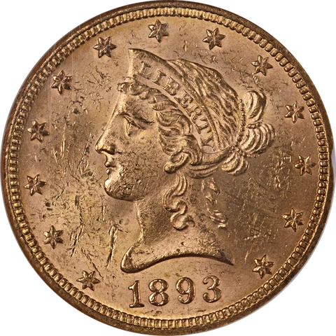 1893 Liberty Gold $10 NGC MS63 Great Eye Appeal Strong Strike Cover