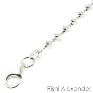 Collar o pulsera de cadena con cuentas de luna corte diamante 925 de plata esterlina .925 Italia - Imagen 1 de 6