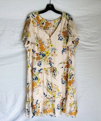 Vestido Parker para mujer de seda viscosa estampado floral manga corta hasta la rodilla XXL 2XL Foto 1 de 4