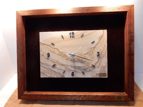 Picture Sandstone Clock, Solid Mahogany Frame Cover