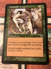 MTG Spidersilk Armor, Mercadian Masque, Light Play, Free Shipping
