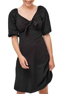 Vestido midi de algodón negro Andrea manga globo Ellos nuevo con etiquetas para mujer talla 12/14 - Imagen 1 de 5