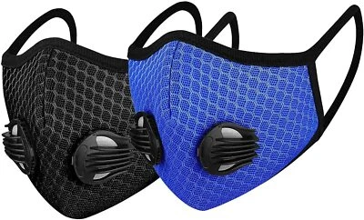 Face Mask Reusable Washable Anti Pollution PM2.5 Two Air vent With Filter UK - Image 1 of 4