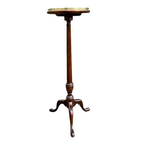 1981 Henkel Harris Tall Solid Mahogany Pedestal Fern Plant Stand & Brass Gallery Cover