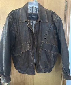 Vintage Context Leather Jacket, Bomber-style, Large, Brown, USED - Picture 1 of 6