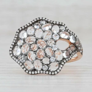 Nuevo 3.66ctw Topacio Blanco Diamante Cóctel Anillo 14k Oro Rosa S 7 Abstracto - Imagen 1 de 8