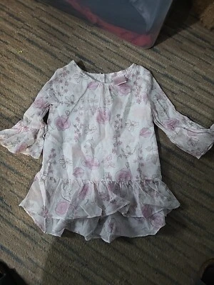 Jillians Closet Girls Baby Aged 1-2 Years Pink Floral Blouse Top (424/87/v) - Image 1 of 3
