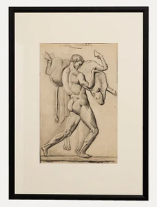 Renée Wiriath - Kohlezeichnung Anfang 20. Jahrhundert, Sportlerin und der Stier - Bild 1 von 6