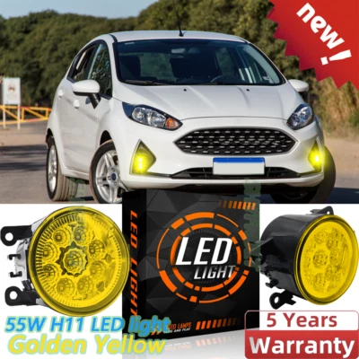For Ford Fiesta 2014-2019 LED Fog Lights  Replacement Left+Right 4500K yellow — 第 1/4 张图片