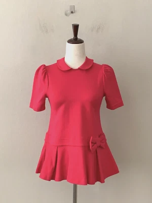 Top peplum rojo Valentino para mujer talla S manga corta con detalle de lazo fucsia Foto 1 de 4