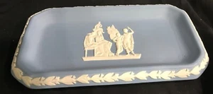 Wedgwood Sweet Dish Oblong Blue Jasperware Rectangular Trinket Candy Tray 6x3.5 - Picture 1 of 3
