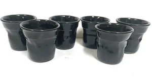 Set of 6 Bialetti Bicchierini Crumpled Espresso Cups 2.5” Black Ceramic - Picture 1 of 3