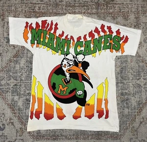 Vintage University of Miami Hurricanes AOP Basketball T-shirt XL RARE - Picture 1 of 3