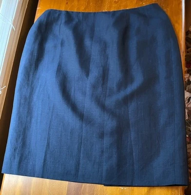 NUEVA Falda Dana Buchman Azul Marino Ligera Lino Mezcla Rayón Completamente Forrada 16 Foto 1 de 4