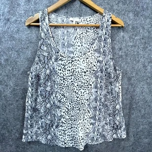 Joie Tank Top Womens Large White Black Snakeskin Leopard 100% Silk Mob Wife - Picture 1 of 6