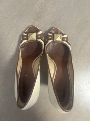 Zapatos de salón Giuseppe Zanotti punta abierta lona cuero ribete talla 40 Foto 1 de 4