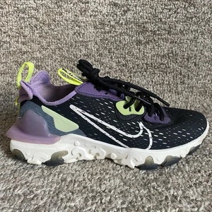 Nike React Vision Sneakers Donna Taglia 5 Run Walk Nero Viola Scarpe CI7523-002 - Foto 1 di 10