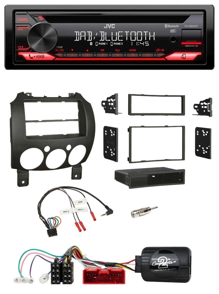 JVC CD DAB USB Bluetooth Lenkrad Autoradio für Mazda 2 2007-2014 nur Panasonic O - Bild 1 von 4