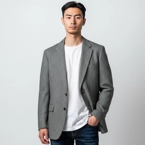 Charing Cross Mens 44 Ex Long Herringbone Wool Blazer Jacket - Picture 1 of 8