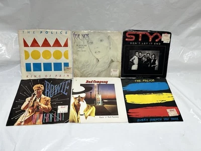 45 Vinyl (Lot of 6) The Police, Styx, Bad Company, David Bowie, Stevie Nicks Vtg - Image 1 of 4