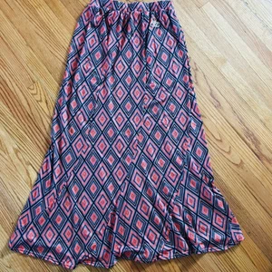 Rocawear Skirt Womens 1X Orange Black Diamonds Maxi Long Pull On Stretch - Picture 1 of 5
