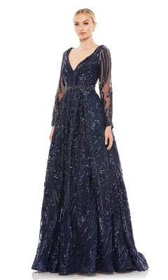 Mac Duggal 67113 Long Sleeve Embellished Evening Gown  Size:12 $ 598 NWT - Image 1 of 4